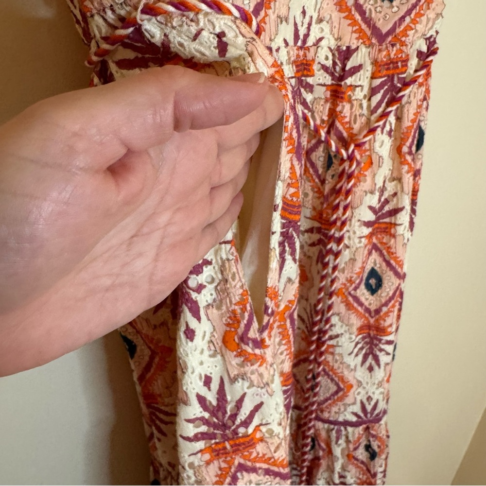 Sundance NWT Annetta Eyelet Tank Sleeveless Dress Orange Multi Colored Lined Sm - Picture 9 of 13
